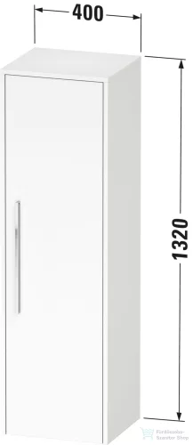 Duravit D-CODE 132x40x36 cm-es 1 ajtós félmagas szekrény króm fogantyúval, jobbos, matt halványzöld DC1338R10HH0000