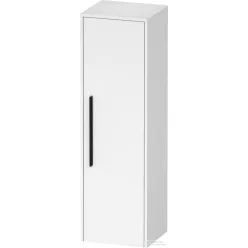  Duravit D-CODE 132x40x36 cm-es 1 ajtós félmagas szekrény fekete fogantyúval, jobbos, matt fehér DC1338R10180000