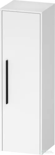 Duravit D-CODE 132x40x36 cm-es 1 ajtós félmagas szekrény fekete fogantyúval, jobbos, matt fehér DC1338R10180000