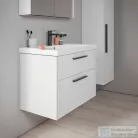 Duravit D-CODE 132x40x36 cm-es 1 ajtós félmagas szekrény fekete fogantyúval, jobbos, matt fehér DC1338R10180000