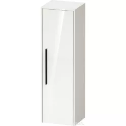   Duravit D-CODE 132x40x36 cm-es 1 ajtós félmagas szekrény fekete fogantyúval, jobbos, fényes fehér DC1338RBD220000