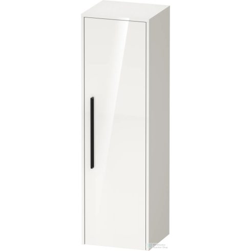 Duravit D-CODE 132x40x36 cm-es 1 ajtós félmagas szekrény fekete fogantyúval, jobbos, fényes fehér DC1338RBD220000