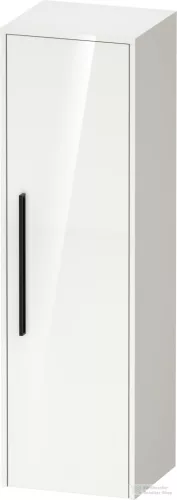Duravit D-CODE 132x40x36 cm-es 1 ajtós félmagas szekrény fekete fogantyúval, jobbos, fényes fehér DC1338RBD220000