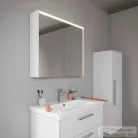 Duravit D-CODE 132x40x36 cm-es 1 ajtós félmagas szekrény fekete fogantyúval, jobbos, fényes fehér DC1338RBD220000