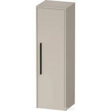   Duravit D-CODE 132x40x36 cm-es 1 ajtós félmagas szekrény fekete fogantyúval, jobbos, matt taupe DC1338RBD910000