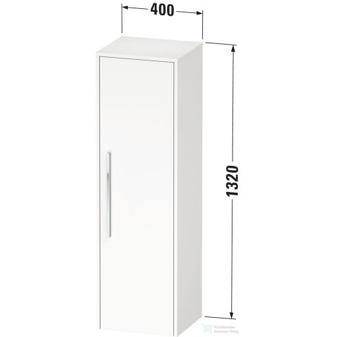 Duravit D-CODE 132x40x36 cm-es 1 ajtós félmagas szekrény fekete fogantyúval, jobbos, matt taupe DC1338RBD910000