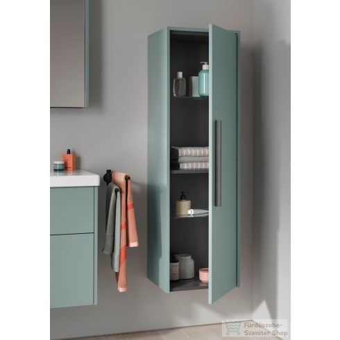 Duravit D-CODE 132x40x36 cm-es 1 ajtós félmagas szekrény fekete fogantyúval, jobbos, matt flord zöld DC1338RBDHG0000