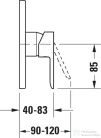 Duravit D-CODE falsík alatti kád/zuhany csaptelep alaptest nélkül, matt fekete DC4210010046