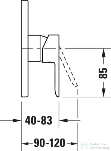 Duravit D-CODE falsík alatti kád/zuhany csaptelep alaptest nélkül, matt fekete DC4210010046