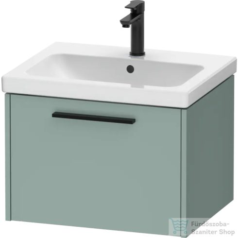 Duravit D-CODE 58,4x46 cm-es 1 fiókos alsószekrény mosdó és csaptelep nélkül, fekete fogantyúval, matt fjord zöld DC46650BDHG0000