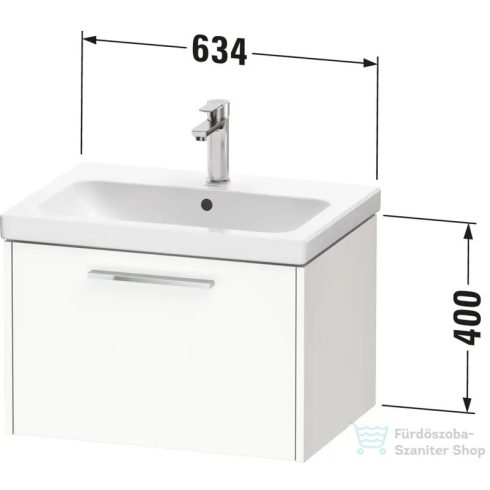 Duravit D-CODE 63,4x46 cm-es 1 fiókos alsószekrény mosdó és csaptelep nélkül, fekete fogantyúval, fényes fehér DC46660BD220000