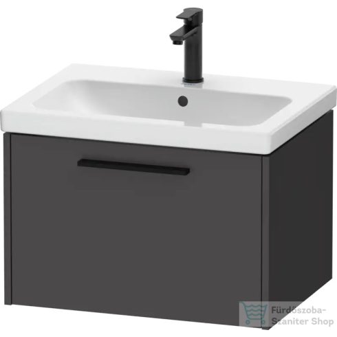 Duravit D-CODE 63,4x46 cm-es 1 fiókos alsószekrény mosdó és csaptelep nélkül, fekete fogantyúval, matt grafit DC46660BD490000