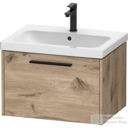 Duravit D-CODE 63,4x46 cm-es 1 fiókos alsószekrény mosdó és csaptelep nélkül, fekete fogantyúval, márványos tölgy DC46660BD550000