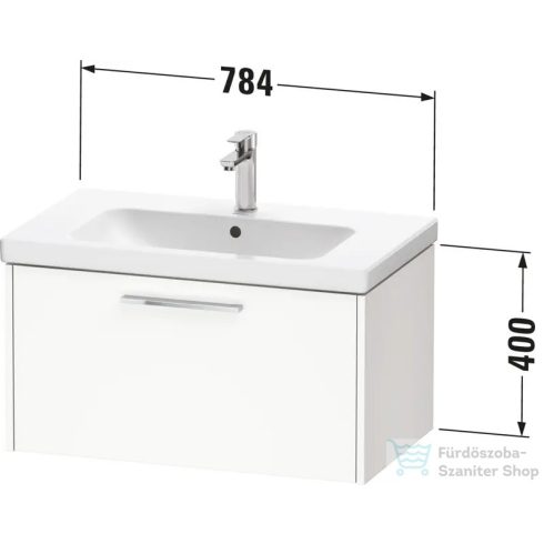 Duravit D-CODE 78,4x46 cm-es 1 fiókos alsószekrény mosdó és csaptelep nélkül, króm fogantyúval, matt taupe DC4667010910000