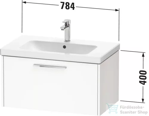 Duravit D-CODE 78,4x46 cm-es 1 fiókos alsószekrény mosdó és csaptelep nélkül, fekete fogantyúval, matt bazalt DC46670BD430000