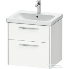  Duravit D-CODE 58,4x46 cm-es 2 fiókos alsószekrény mosdó és csaptelep nélkül, króm fogantyúval, matt fehér DC4670010180000