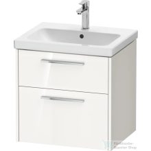  Duravit D-CODE 58,4x46 cm-es 2 fiókos alsószekrény mosdó és csaptelep nélkül, króm fogantyúval, fényes fehér DC4670010220000