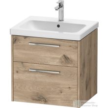   Duravit D-CODE 58,4x46 cm-es 2 fiókos alsószekrény mosdó és csaptelep nélkül, króm fogantyúval, márványos tölgy DC4670010550000