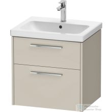   Duravit D-CODE 58,4x46 cm-es 2 fiókos alsószekrény mosdó és csaptelep nélkül, króm fogantyúval, matt taupe DC4670010910000