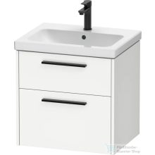   Duravit D-CODE 58,4x46 cm-es 2 fiókos alsószekrény mosdó és csaptelep nélkül, fekete fogantyúval, matt fehér DC46700BD180000