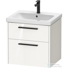   Duravit D-CODE 58,4x46 cm-es 2 fiókos alsószekrény mosdó és csaptelep nélkül, fekete fogantyúval, fényes fehér DC46700BD220000