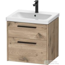   Duravit D-CODE 58,4x46 cm-es 2 fiókos alsószekrény mosdó és csaptelep nélkül, fekete fogantyúval, márványos tölgy DC46700BD550000