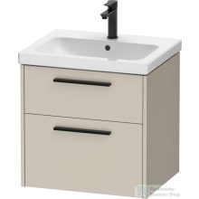   Duravit D-CODE 58,4x46 cm-es 2 fiókos alsószekrény mosdó és csaptelep nélkül, fekete fogantyúval, matt taupe DC46700BD910000