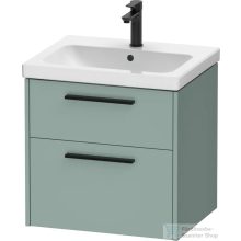   Duravit D-CODE 58,4x46 cm-es 2 fiókos alsószekrény mosdó és csaptelep nélkül, fekete fogantyúval, matt fjord zöld DC46700BDHG0000