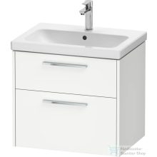   Duravit D-CODE 63,4x46 cm-es 2 fiókos alsószekrény mosdó és csaptelep nélkül, króm fogantyúval, matt fehér DC4671010180000