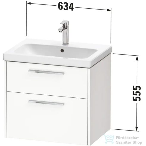 Duravit D-CODE 63,4x46 cm-es 2 fiókos alsószekrény mosdó és csaptelep nélkül, króm fogantyúval, matt bazalt DC4671010430000
