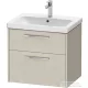 Duravit D-CODE 63,4x46 cm-es 2 fiókos alsószekrény mosdó és csaptelep nélkül, króm fogantyúval, matt taupe DC4671010910000