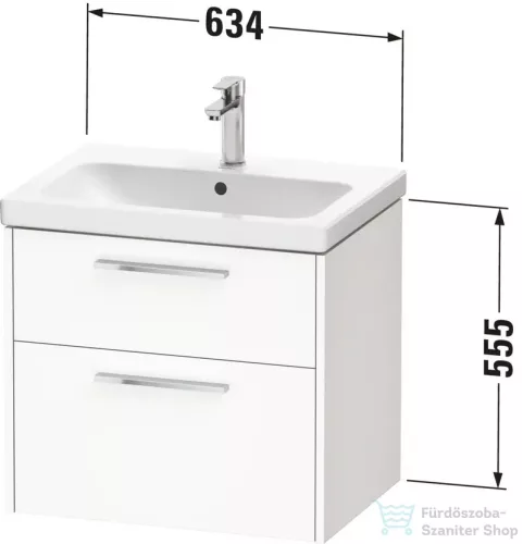 Duravit D-CODE 63,4x46 cm-es 2 fiókos alsószekrény mosdó és csaptelep nélkül, króm fogantyúval, matt taupe DC4671010910000