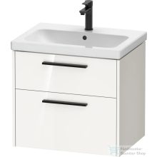   Duravit D-CODE 63,4x46 cm-es 2 fiókos alsószekrény mosdó és csaptelep nélkül, fekete fogantyúval, fényes fehér DC46710BD220000