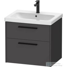   Duravit D-CODE 63,4x46 cm-es 2 fiókos alsószekrény mosdó és csaptelep nélkül, fekete fogantyúval, matt grafit DC46710BD490000