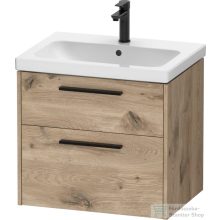   Duravit D-CODE 63,4x46 cm-es 2 fiókos alsószekrény mosdó és csaptelep nélkül, fekete fogantyúval, márványos tölgy DC46710BD550000