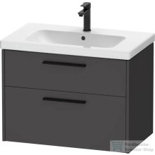   Duravit D-CODE 78,4x46 cm-es 2 fiókos alsószekrény mosdó és csaptelep nélkül, fekete fogantyúval, matt grafit DC46720BD490000