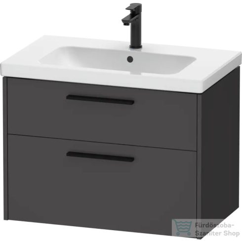 Duravit D-CODE 78,4x46 cm-es 2 fiókos alsószekrény mosdó és csaptelep nélkül, fekete fogantyúval, matt grafit DC46720BD490000