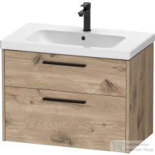   Duravit D-CODE 78,4x46 cm-es 2 fiókos alsószekrény mosdó és csaptelep nélkül, fekete fogantyúval, márványos tölgy DC46720BD550000
