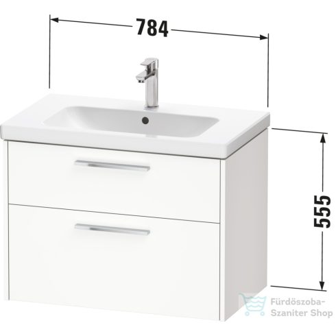 Duravit D-CODE 78,4x46 cm-es 2 fiókos alsószekrény mosdó és csaptelep nélkül, fekete fogantyúval, matt halványzöld DC46720BDHH0000