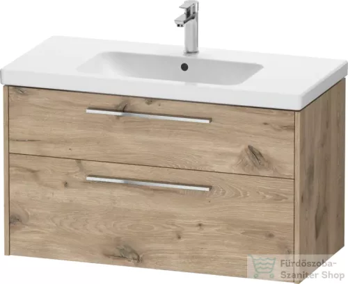 Duravit D-CODE 98,4x46 cm-es 2 fiókos alsószekrény mosdó és csaptelep nélkül, króm fogantyúval, márványos tölgy DC4673010550000
