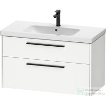   Duravit D-CODE 98,4x46 cm-es 2 fiókos alsószekrény mosdó és csaptelep nélkül, fekete fogantyúval, matt fehér DC46730BD180000