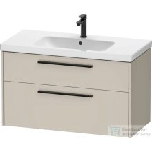   Duravit D-CODE 98,4x46 cm-es 2 fiókos alsószekrény mosdó és csaptelep nélkül, fekete fogantyúval, matt taupe DC46730BD910000