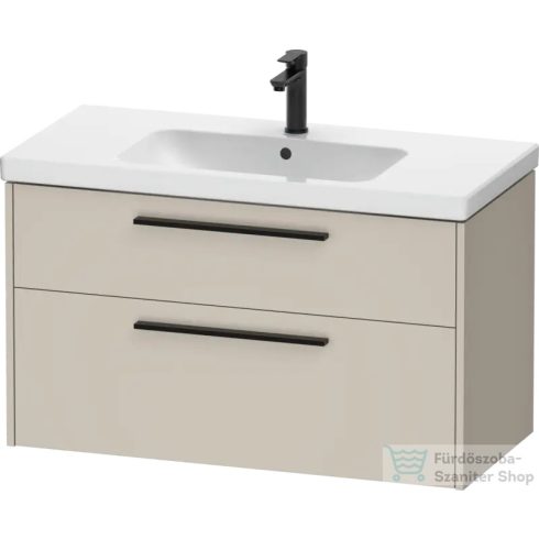 Duravit D-CODE 98,4x46 cm-es 2 fiókos alsószekrény mosdó és csaptelep nélkül, fekete fogantyúval, matt taupe DC46730BD910000
