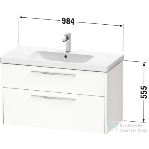 Duravit D-CODE 98,4x46 cm-es 2 fiókos alsószekrény mosdó és csaptelep nélkül, fekete fogantyúval, matt taupe DC46730BD910000
