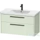 Duravit D-CODE 98,4x46 cm-es 2 fiókos alsószekrény mosdó és csaptelep nélkül, fekete fogantyúval, matt halványzöld DC46730BDHH0000