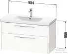 Duravit D-CODE 98,4x46 cm-es 2 fiókos alsószekrény mosdó és csaptelep nélkül, fekete fogantyúval, matt halványzöld DC46730BDHH0000