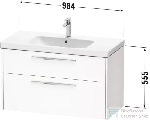Duravit D-CODE 98,4x46 cm-es 2 fiókos alsószekrény mosdó és csaptelep nélkül, fekete fogantyúval, matt halványzöld DC46730BDHH0000