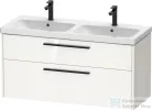 Duravit D-CODE 118,4x46 cm-es 2 fiókos alsószekrény mosdó és csaptelep nélkül, fekete fogantyúval, fényes fehér DC46740BD220000