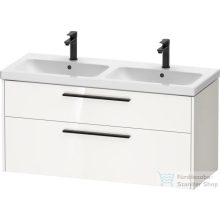  Duravit D-CODE 118,4x46 cm-es 2 fiókos alsószekrény mosdó és csaptelep nélkül, fekete fogantyúval, fényes fehér DC46740BD220000