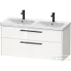 Duravit D-CODE 118,4x46 cm-es 2 fiókos alsószekrény mosdó és csaptelep nélkül, fekete fogantyúval, fényes fehér DC46740BD220000